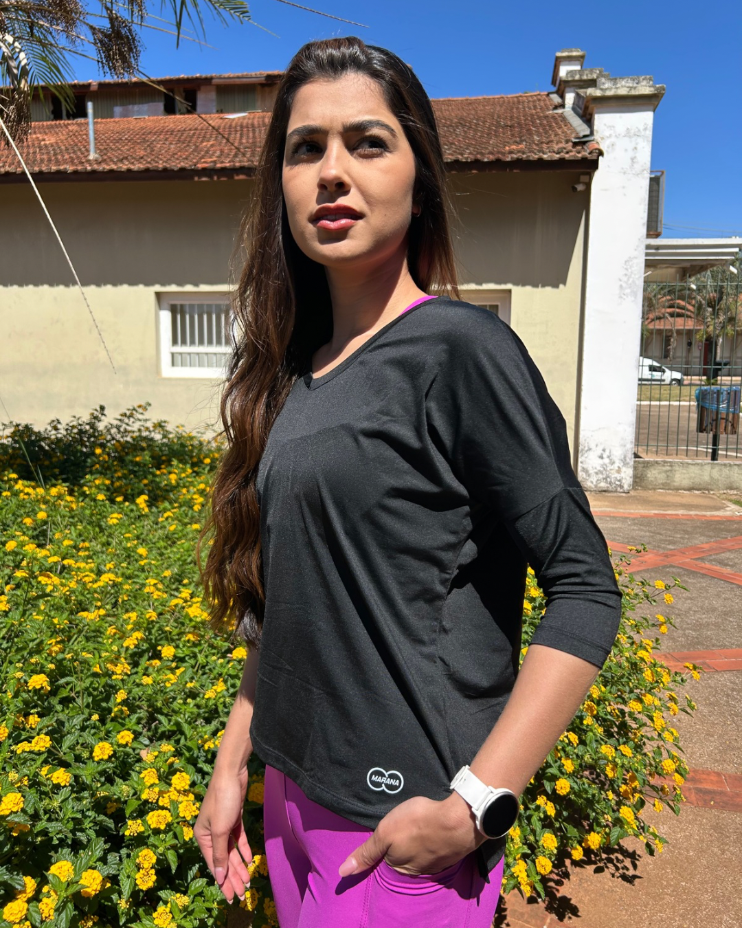 Camiseta 3/4 com proteção UV 50+
