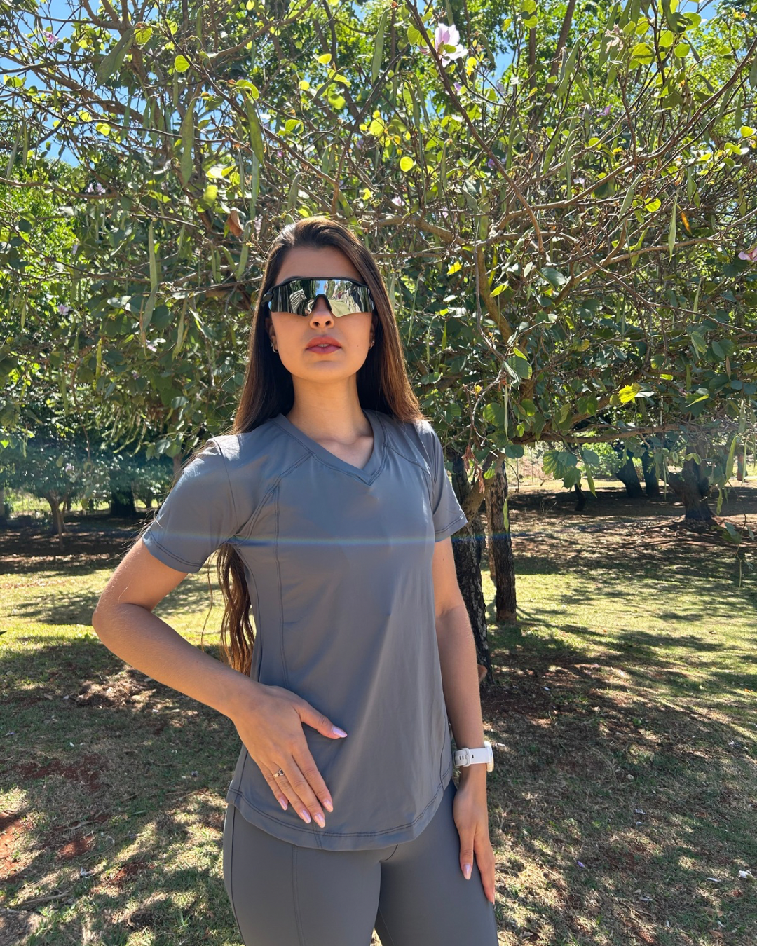 Camiseta baby look com proteção UV 50+
