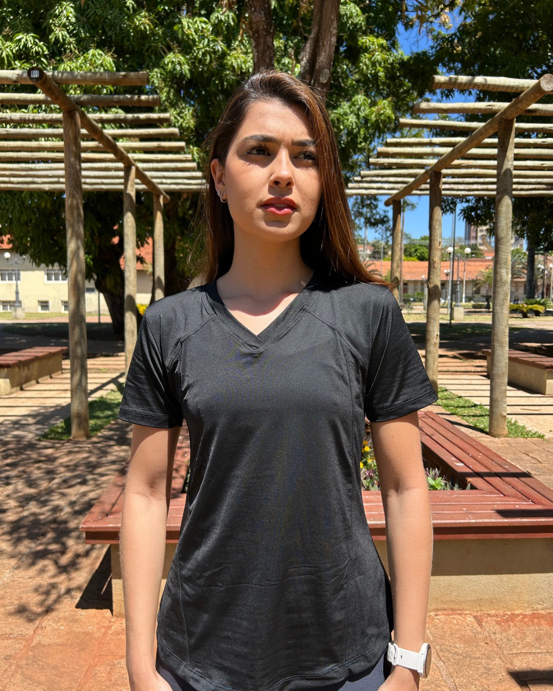 Camiseta baby look com proteção UV 50+